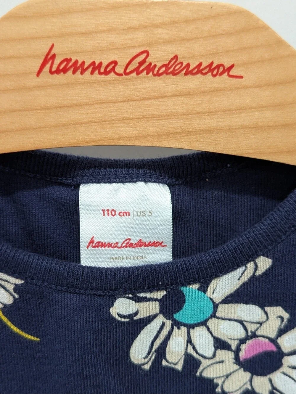 Hanna Andersson Kids Navy Blue Flowers Daisy Cotton Sun Dress Girls Size 110 5